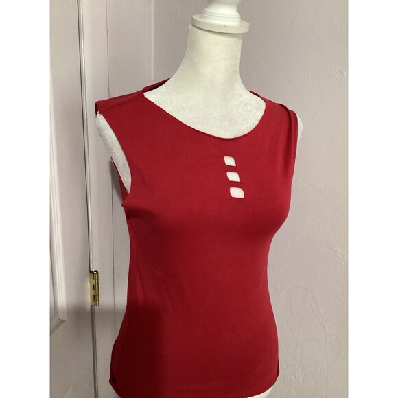 Velvet Graham Spencer Red Sleeveless Cut Out Blouse M - Picture 2 of 7